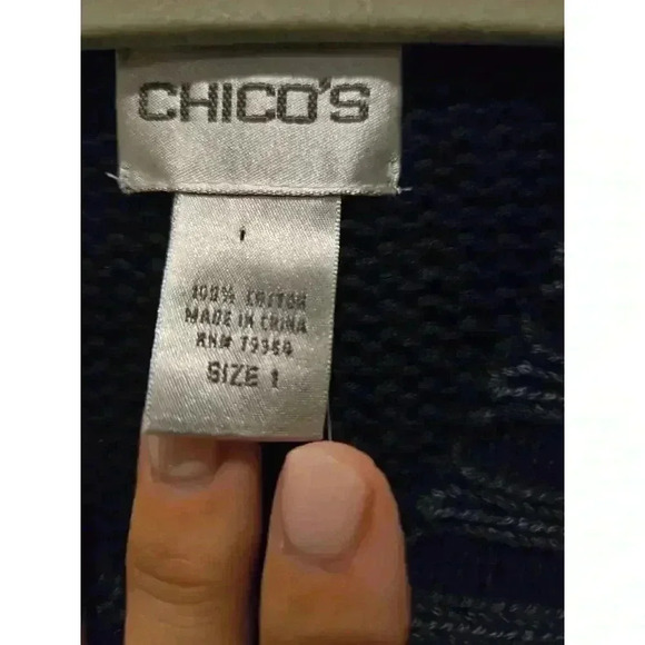 Chico's Women's V-Neck Pullover Sweater Blue Size 1 Long Sleeve 8/10 Regular - Picture 5 of 11